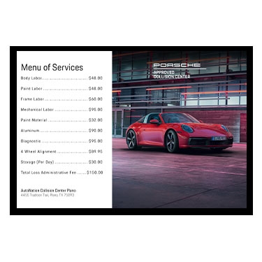 Poster- Collision Center Porsche MENU